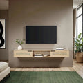 Meuble TV mural flottant Scandi 178 cm avec portes en similicuir tressé