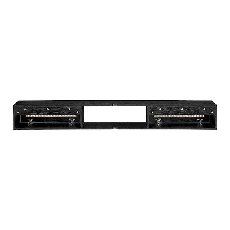 Meuble TV mural flottant Scandi 178 cm avec portes en similicuir tressé