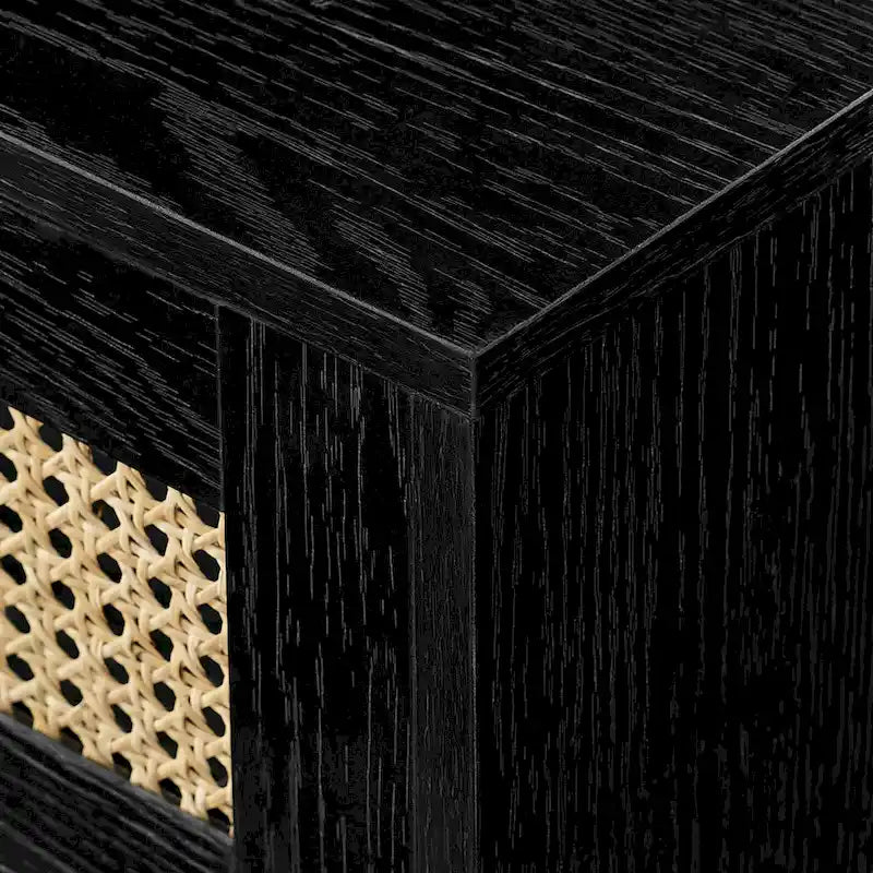 Meuble TV mural flottant Scandi 178 cm avec portes en similicuir tressé