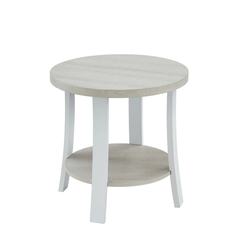 Table d'appoint contemporaine en bois rond avec étagère pour chambre ou salon