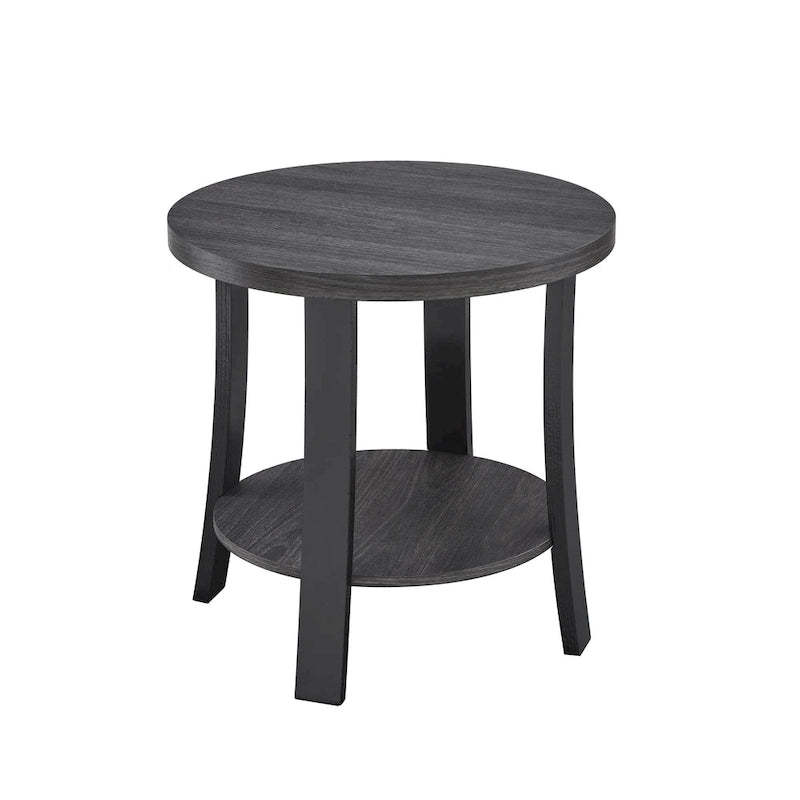 Table d'appoint contemporaine en bois rond avec étagère pour chambre ou salon