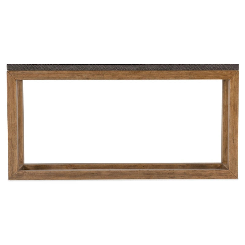 Console en bois de 14 pouces de large - Finition écorce naturelle et sillons, style vintage