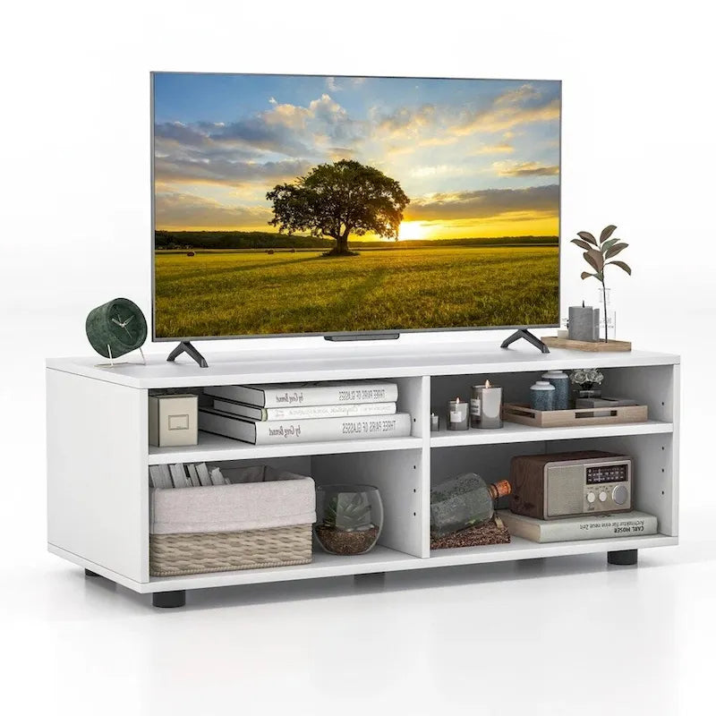 Meuble TV Console Média avec 4 Compartiments et Étagères Réglables - 42 pouces