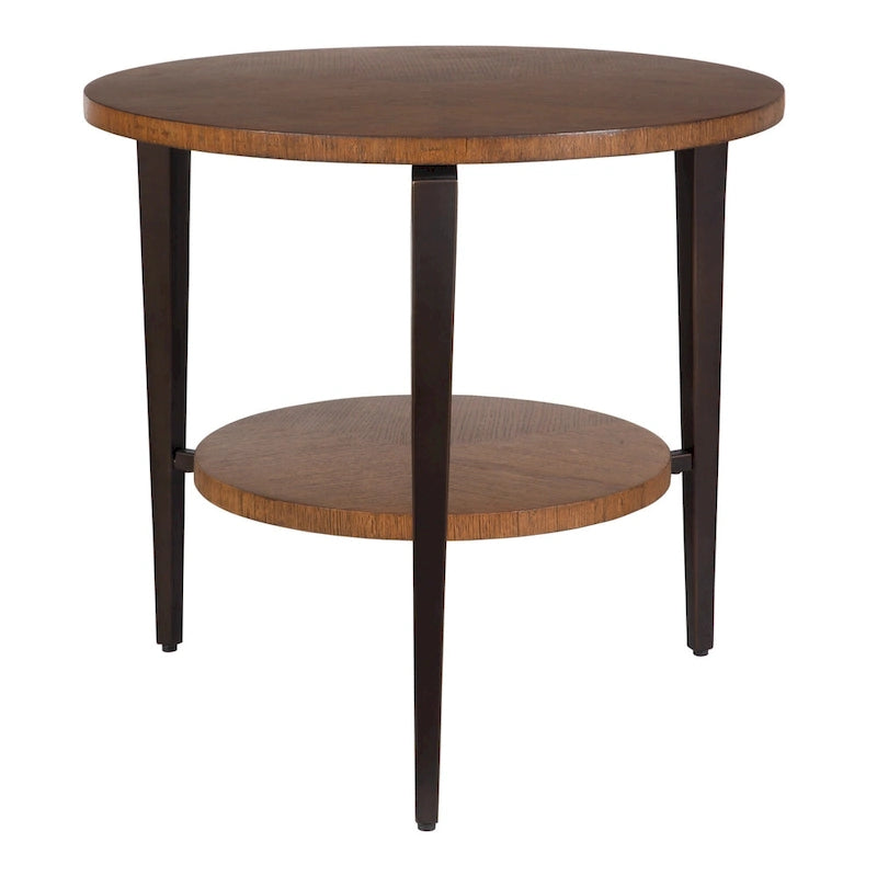 Table d'appoint ronde à 2 niveaux - 26,5 - Marron