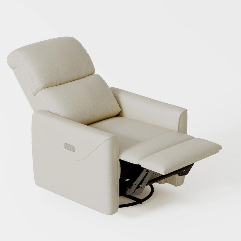 Fauteuil inclinable électrique pivotant et coulissant en similicuir avec soutien lombaire et port USB