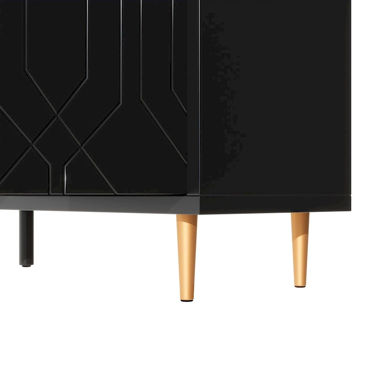 Meuble TV moderne de 65 po avec portes et étagères réglables pour téléviseurs jusqu'à 70 po