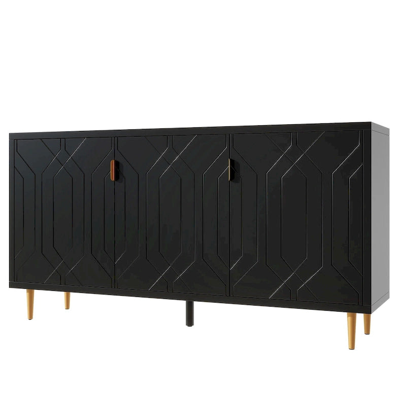 Meuble TV moderne de 65 po avec portes et étagères réglables pour téléviseurs jusqu'à 70 po
