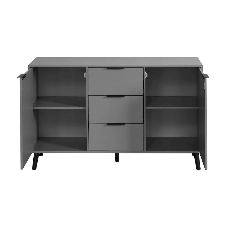 Bahut buffet moderne avec 2 portes, étagères de rangement et 3 tiroirs