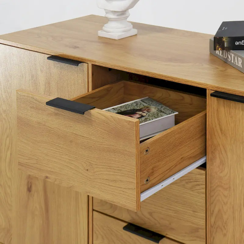 Bahut buffet moderne avec 2 portes, étagères de rangement et 3 tiroirs
