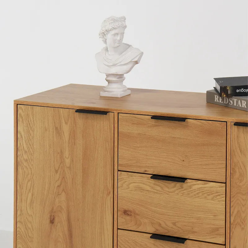 Bahut buffet moderne avec 2 portes, étagères de rangement et 3 tiroirs