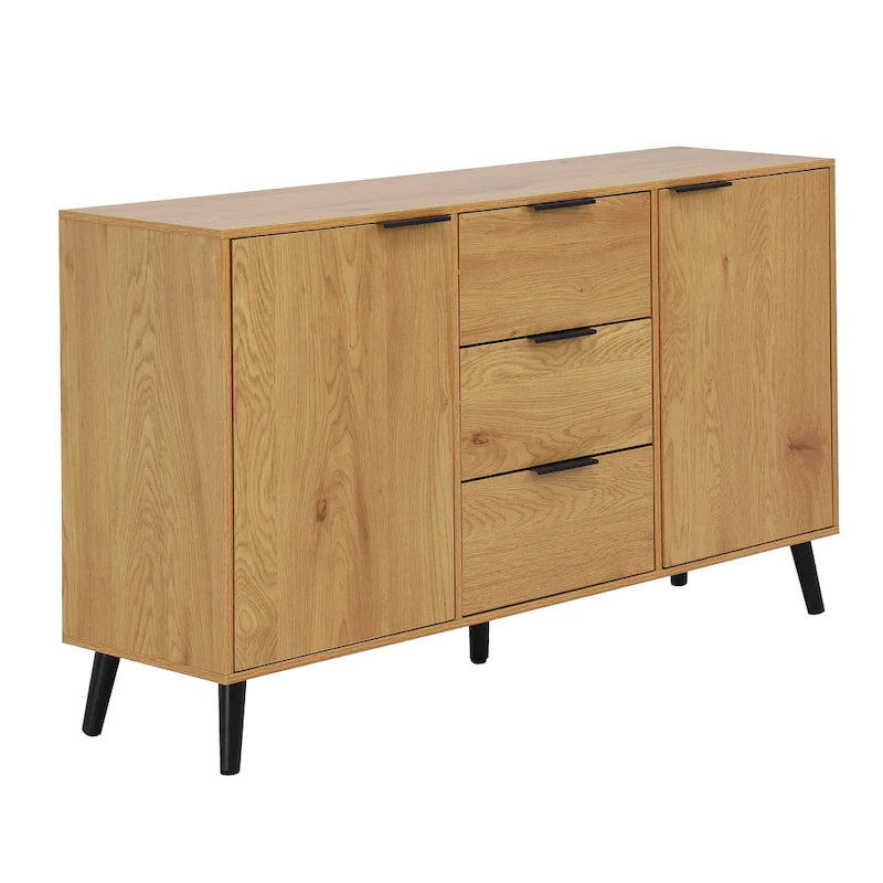 Bahut buffet moderne avec 2 portes, étagères de rangement et 3 tiroirs