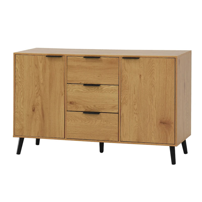 Bahut buffet moderne avec 2 portes, étagères de rangement et 3 tiroirs
