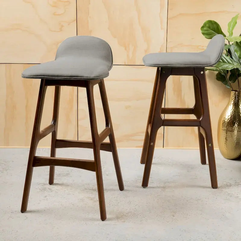 Tabourets de bar rembourrés style Mid-Century Modern (Lot de 2)