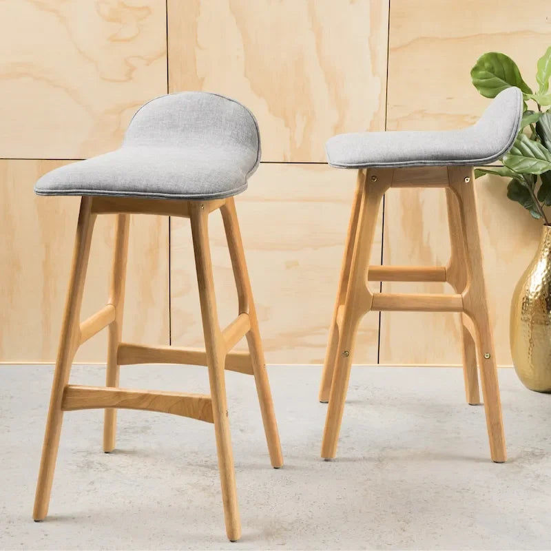 Tabourets de bar rembourrés style Mid-Century Modern (Lot de 2)