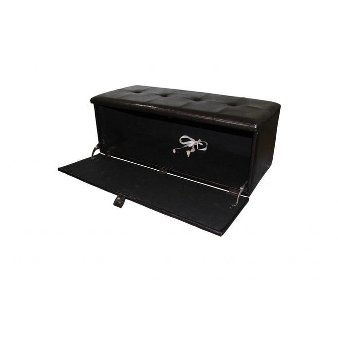 Banc de rangement en similicuir marron