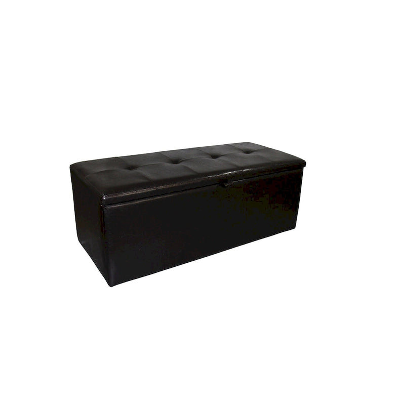 Banc de rangement en similicuir marron