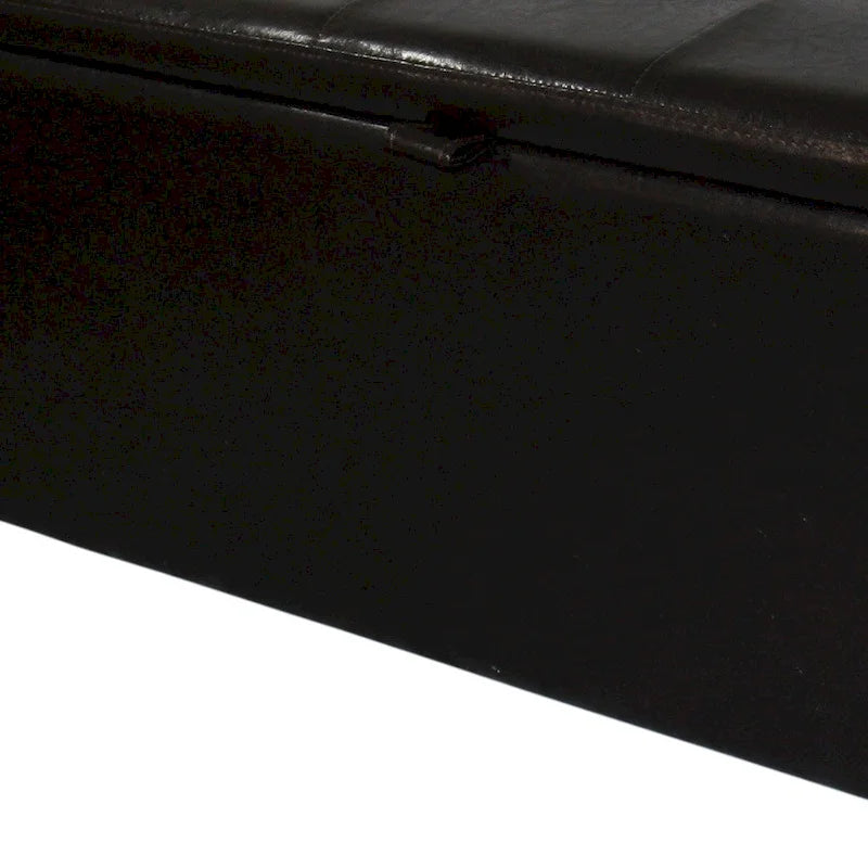 Banc de rangement en similicuir marron