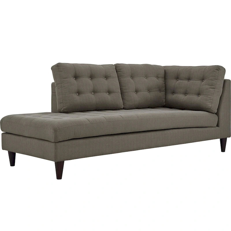 Chaise longue en tissu rembourré avec capitonnage à boutons