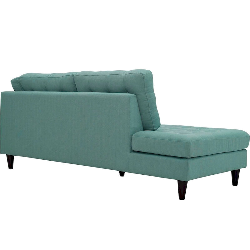 Chaise longue en tissu rembourré avec capitonnage à boutons