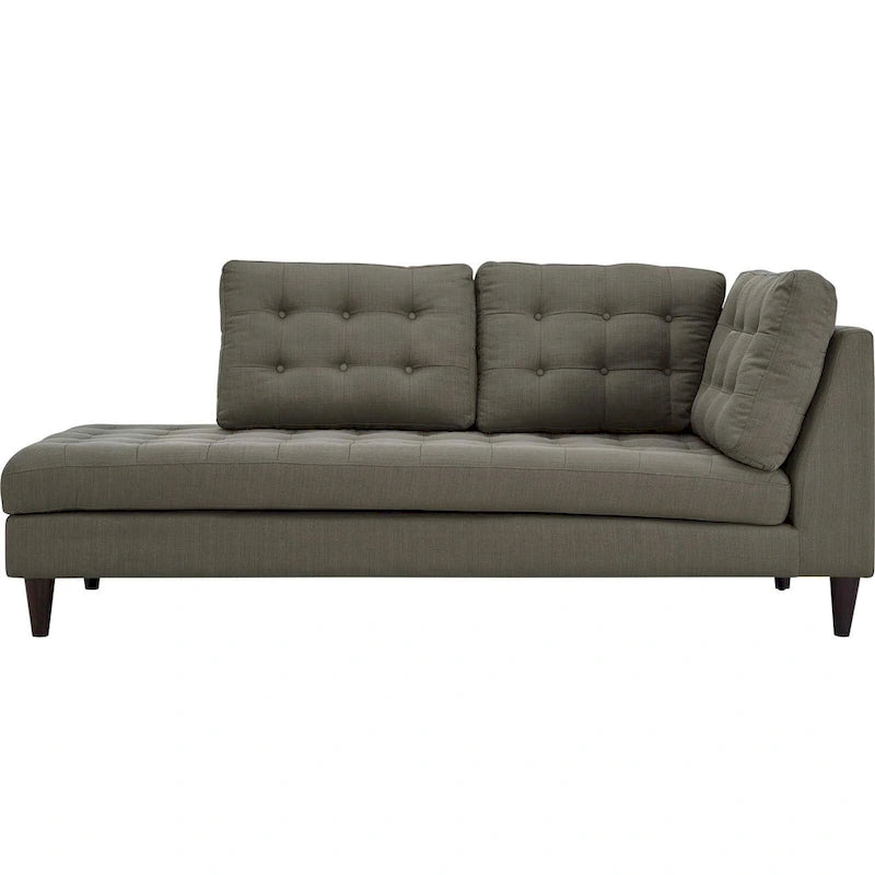 Chaise longue en tissu rembourré avec capitonnage à boutons