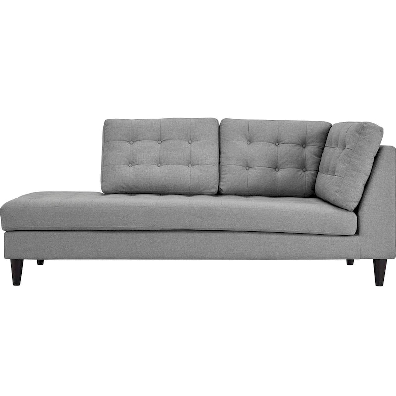 Chaise longue en tissu rembourré avec capitonnage à boutons