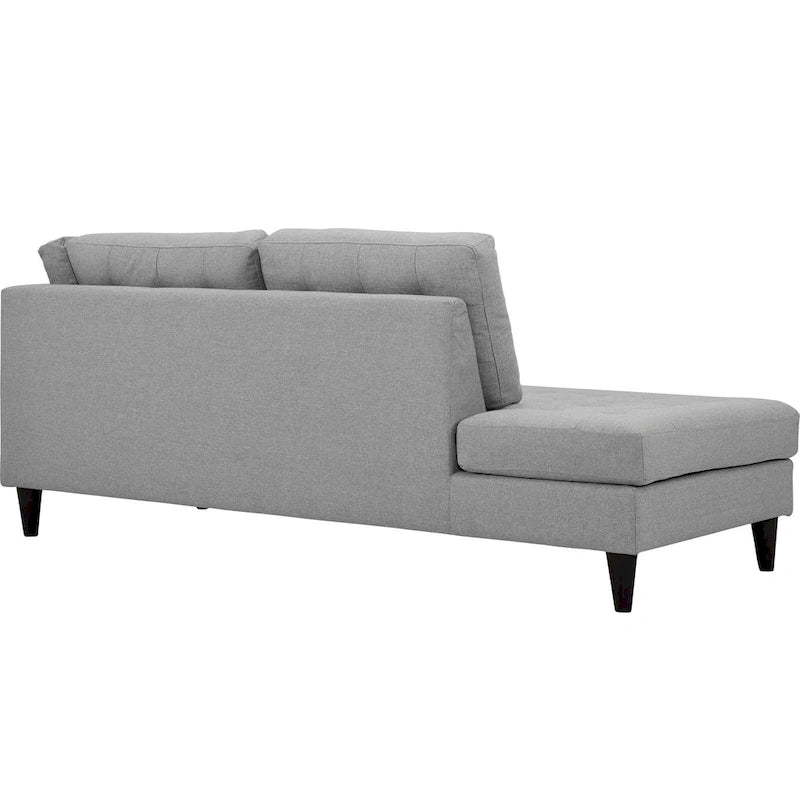 Chaise longue en tissu rembourré avec capitonnage à boutons