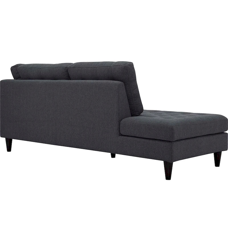 Chaise longue en tissu rembourré avec capitonnage à boutons
