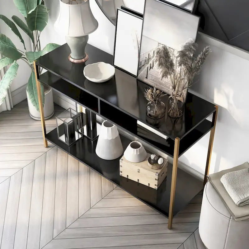 Console 3 étagères en acier Glam 48 pouces