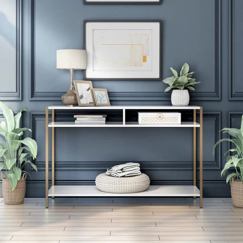 Console 3 étagères en acier Glam 48 pouces