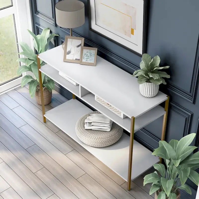 Console 3 étagères en acier Glam 48 pouces