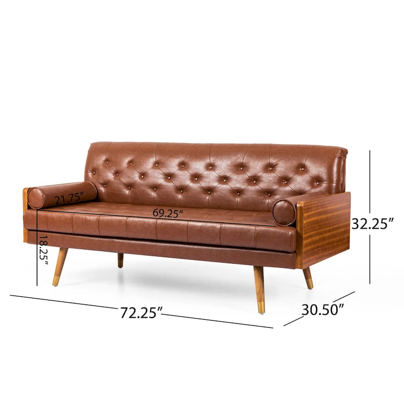 Canapé capitonné de style Mid-century avec coussins décoratifs