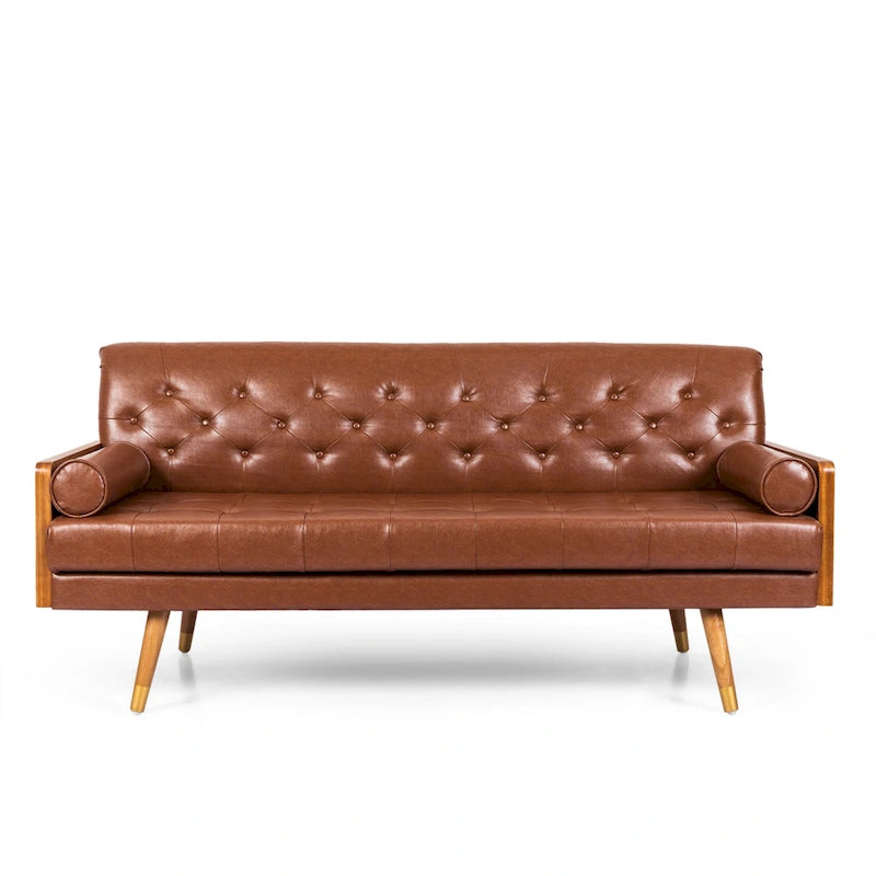 Canapé capitonné de style Mid-century avec coussins décoratifs