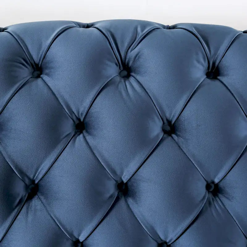 Ensemble de canapé 2 places capitonné en tissu bleu de transition avec clous décoratifs