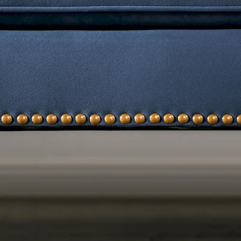 Ensemble de canapé 2 places capitonné en tissu bleu de transition avec clous décoratifs