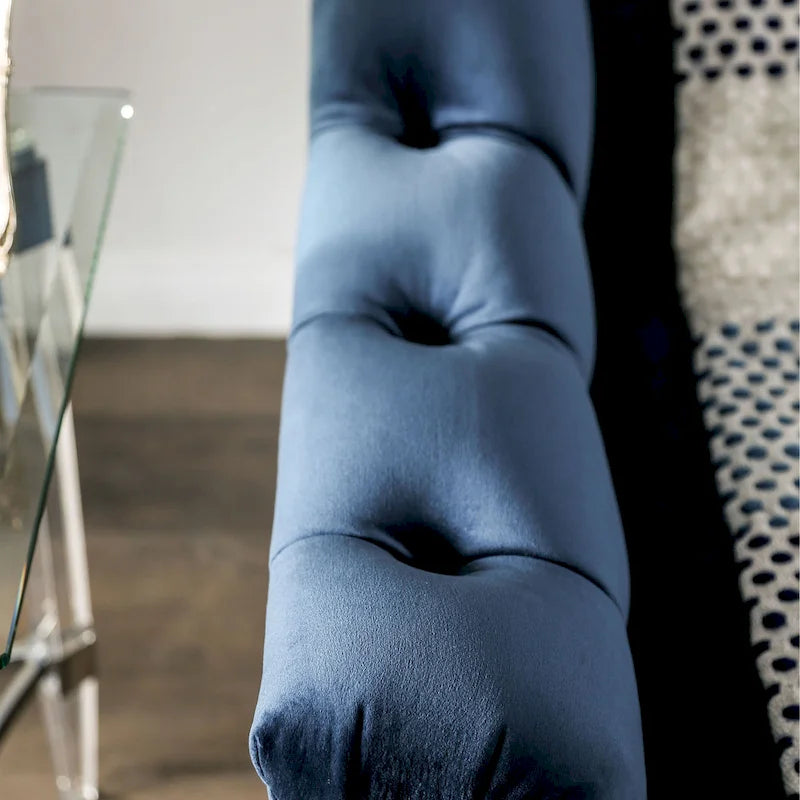 Ensemble de canapé 2 places capitonné en tissu bleu de transition avec clous décoratifs