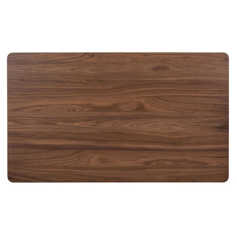 Table à pieds rectangulaires en noyer satiné - Placage de caoutchouc et de noyer
