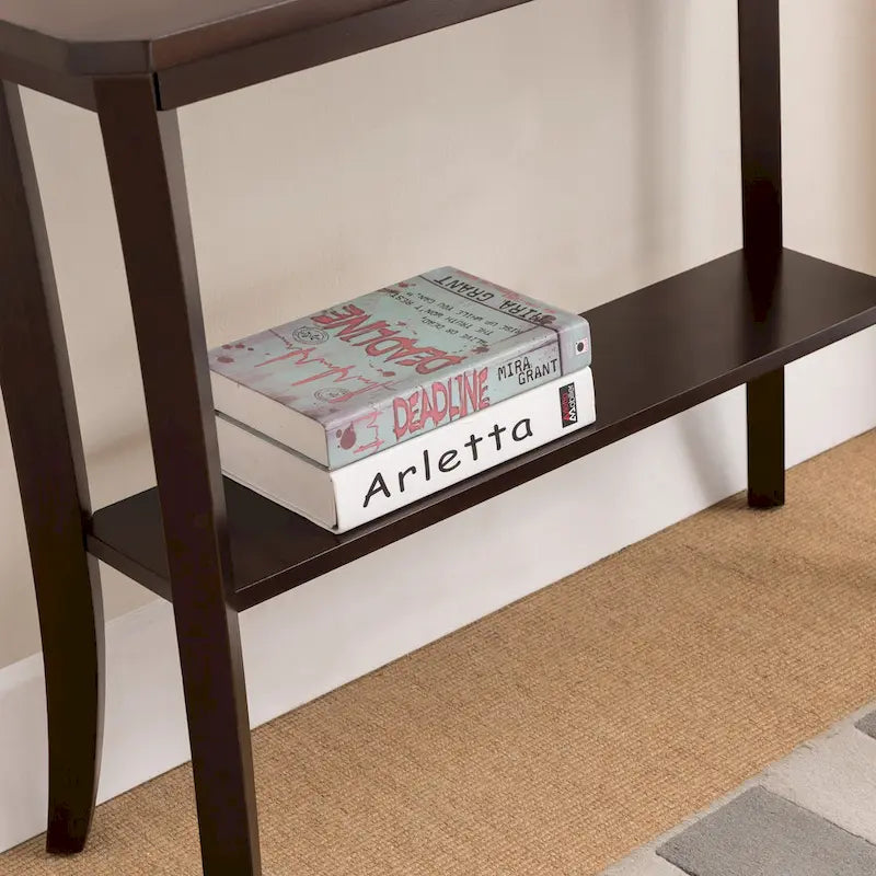 Console d'entrée en bois massif avec étagère – Cerisier Chocolat