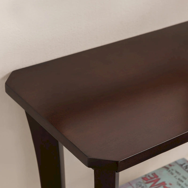 Console d'entrée en bois massif avec étagère – Cerisier Chocolat