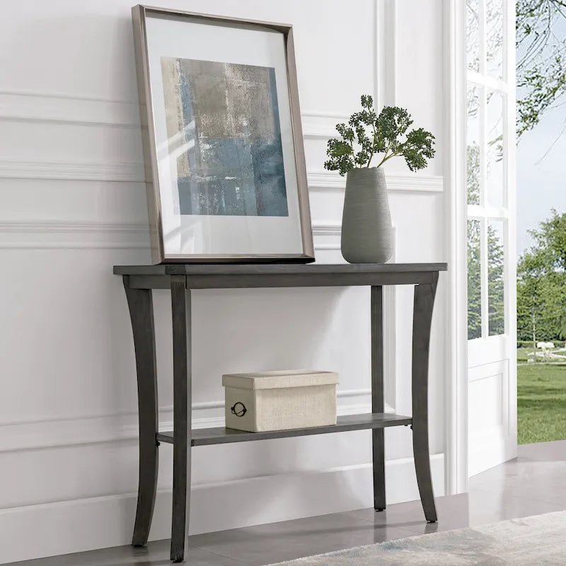 Console d'entrée en bois massif avec étagère – Cerisier Chocolat