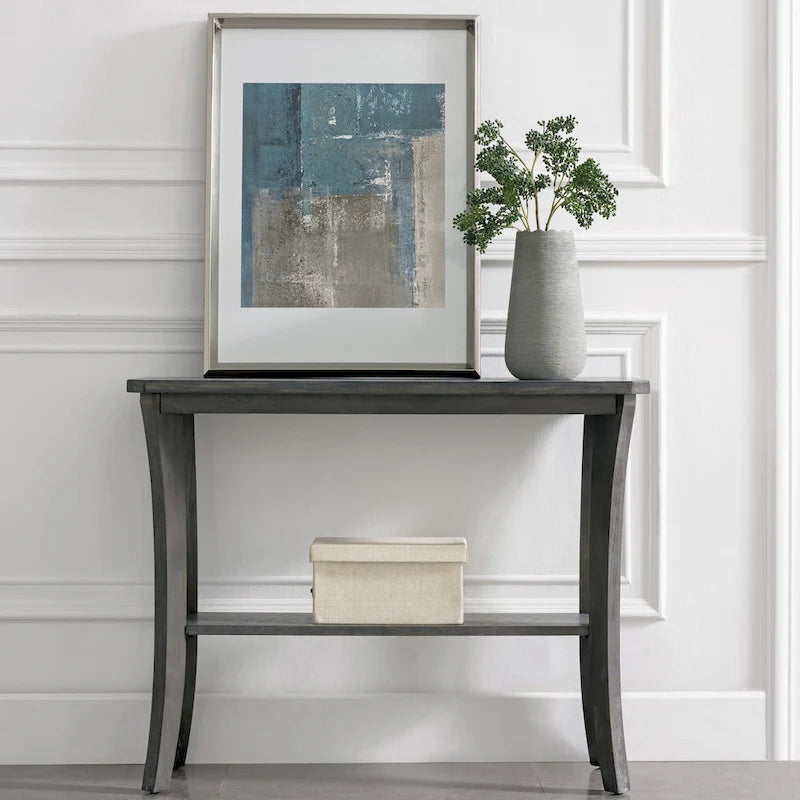Console d'entrée en bois massif avec étagère – Cerisier Chocolat