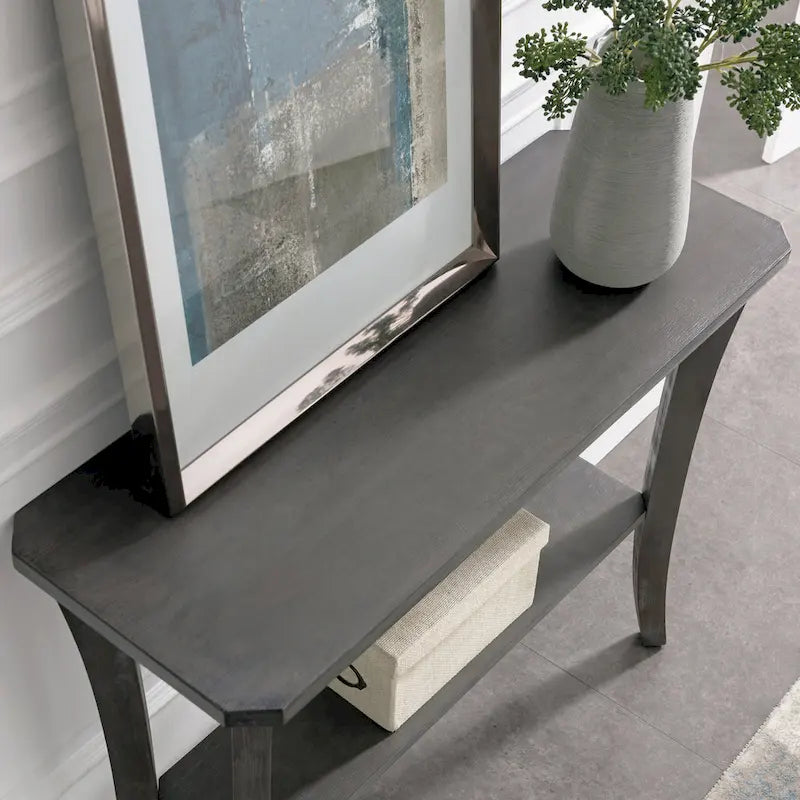 Console d'entrée en bois massif avec étagère – Cerisier Chocolat