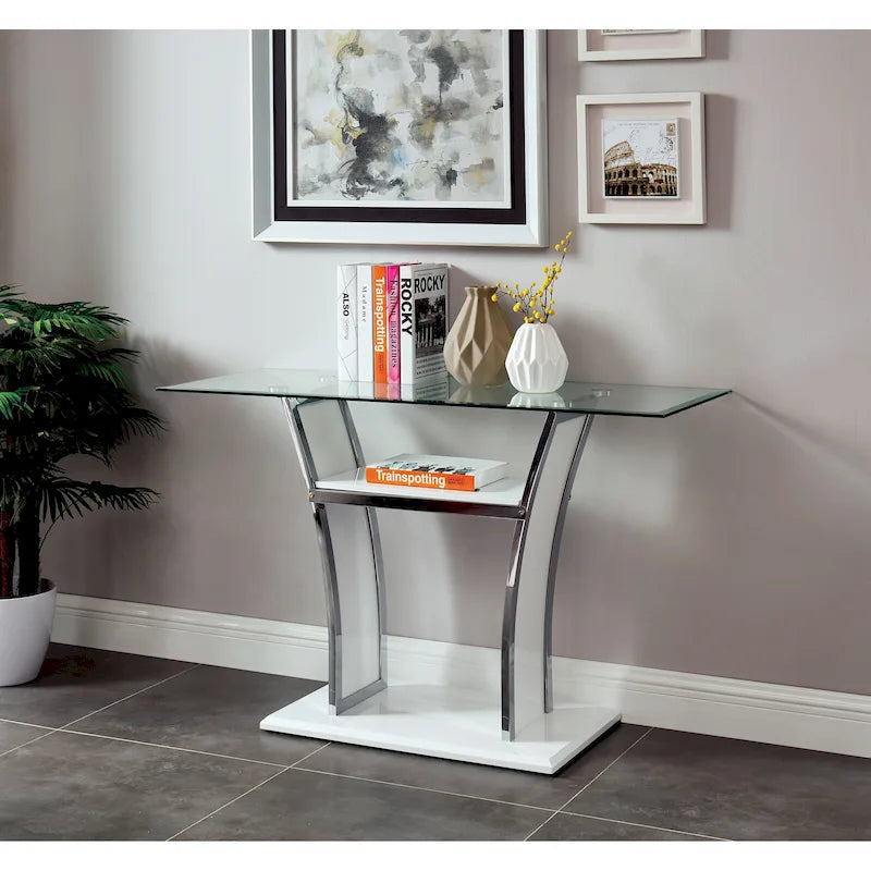 Table de canapé moderne à 2 étagères en métal de 4 pouces