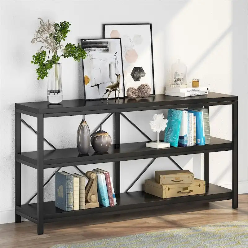 Table console de canapé, Meuble TV console à 3 niveaux, Table d'entrée