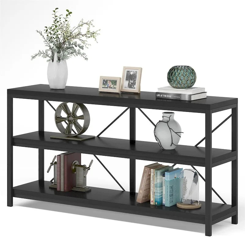 Table console de canapé, Meuble TV console à 3 niveaux, Table d'entrée