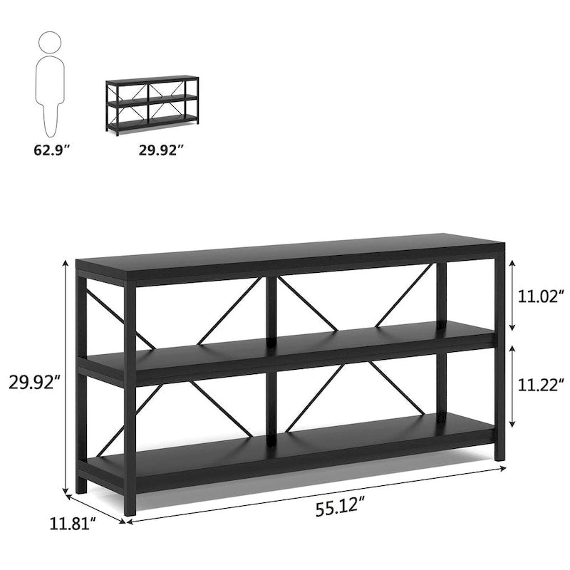 Table console de canapé, Meuble TV console à 3 niveaux, Table d'entrée