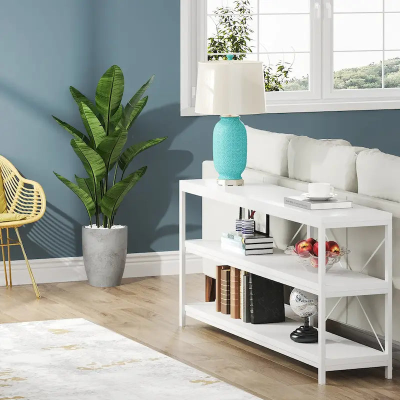 Table console de canapé, Meuble TV console à 3 niveaux, Table d'entrée