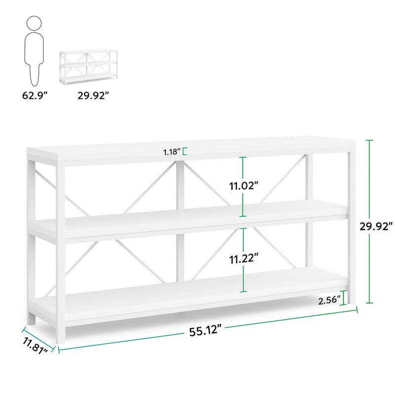 Table console de canapé, Meuble TV console à 3 niveaux, Table d'entrée