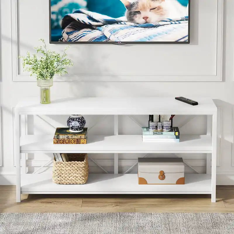 Table console de canapé, Meuble TV console à 3 niveaux, Table d'entrée