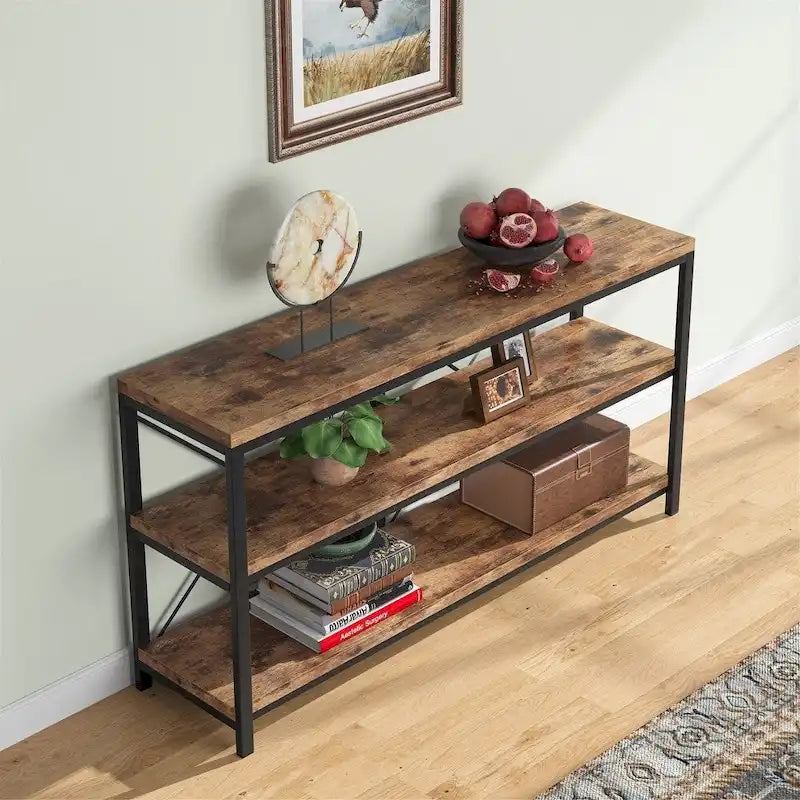 Table console de canapé, Meuble TV console à 3 niveaux, Table d'entrée