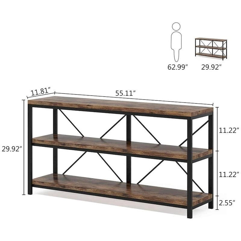 Table console de canapé, Meuble TV console à 3 niveaux, Table d'entrée